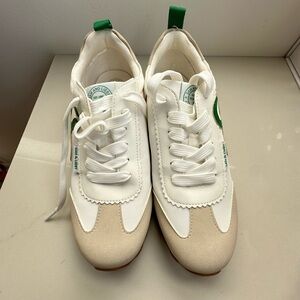 Libbey White Sneakers with Green Logo
